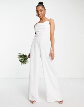 Little Mistress Tuta jumpsuit da sposa color avorio-Bianco