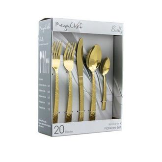 MegaChef Baily 20 Piece Flatware Utensil Set, Stainless Steel Silverware Metal Service for 4 in Gold at Nordstrom