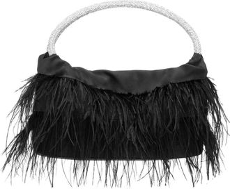 Nina Crystal Handle Feather Clutch in Black at Nordstrom Rack