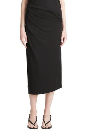 Vince Side Drape Knit Midi Skirt in Black at Nordstrom Rack, Size Small