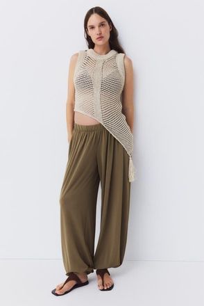 H&M Mama Pull-on Balloon Trousers in Khaki Green at Nordstrom, Size X-Large