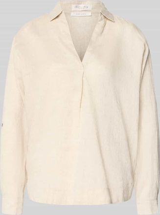 Christian Berg Regular Fit Leinenbluse mit V-Ausschnitt in Sand Melange, Gr&ouml;&szlig;e 34