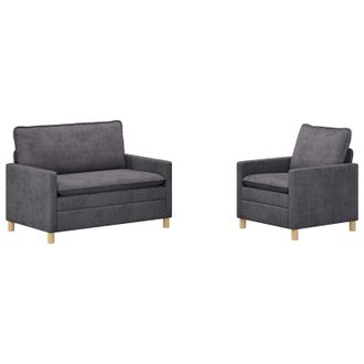 vidaXL Juego De Sof&aacute; 2 Uds. Gris Oscuro Poli&eacute;ster Vidaxl