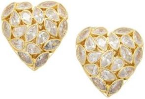 Self Portrait Embellished Heart Earrings - Dames - Oorbellen - Geel - ONE Size - Accessoires