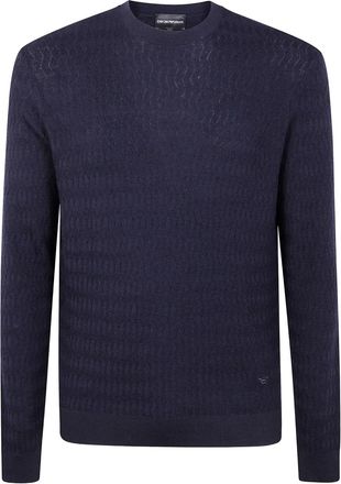 Emporio Armani Maglione girocollo in misto cashmere - Blu