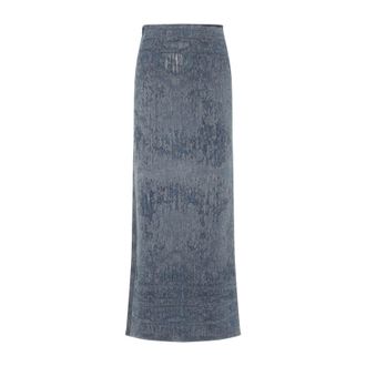 Diesel Blue De-Megan-Fsg Cotton Long Skirt-Donna