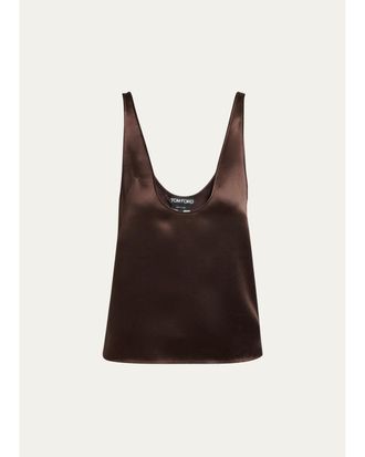 Tom Ford Plunging Scoop-Neck Silk Tank Top