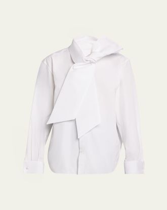 Saint Laurent Bow-Detail Cotton Poplin Blouse