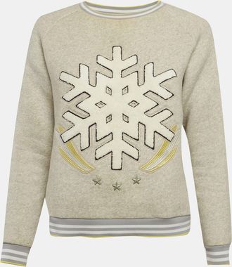 Maje Grey Snowflake Applique Cotton Sweatshirt