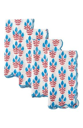 Mela Artisans Meadow Handblocked Napkin Set in White at Nordstrom