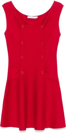 Dior Abito corto con abbottonatura decorativa anni 2010 - Rosso