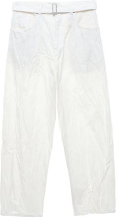 STUDIO NICHOLSON crinkled belted jeans - White