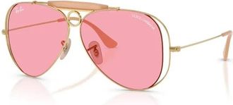 Ray-Ban The Shooter Zonnebrillen - Dames - Zonnebrillen - Geel - 58 MM - Accessoires
