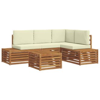 vidaXL Conjunto De Sof&aacute;s De Exterior Natural Y Crema 59 X 59 X 37 Cm Vidaxl