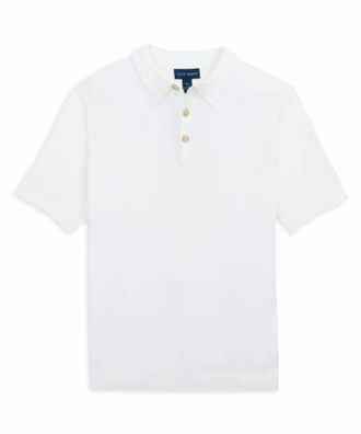 Scott Barber Mens Boucle Solid Polo Shirt In White