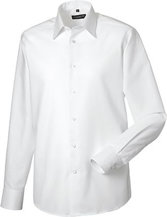 Russell Athletic Russell Collectie Heren Lange Mouw Easy Care op maat gemaakt Oxford Shirt (Wit)