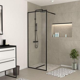 Aurlane Parete per doccia 80x200 cm - Struttura nero opaco - DARK CONTOURING