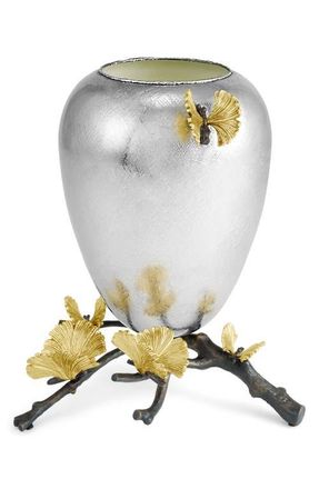 Michael Aram Butterfly Ginkgo Large Footed Vase in Silver/gold at Nordstrom