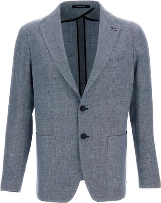 Tagliatore Blue Montecarlo Linen Blend Blazer