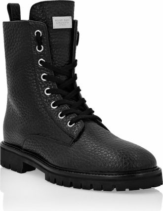 Philipp Plein Leather Boots Low Flat stars Studs