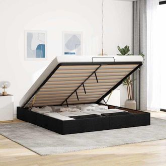 vidaXL vidaXL Struttura Letto Pouf senza Materasso Nero 180x200 cm in Tessuto