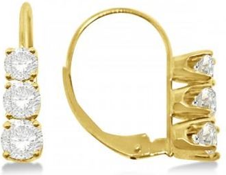 Allurez Three-Stone Leverback Diamond Earrings 14k Yellow Gold (1.00ct)
