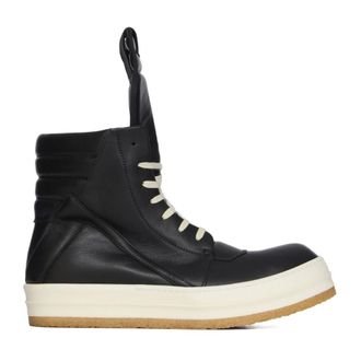 Rick Owens Schoenen, Heren, Zwart, 43 1/2 EU, Leer, Creep Geobasket High