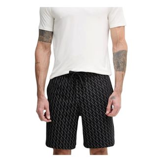 A|X Armani Exchange Katoenen shorts met monogramprint - Heren - Korte broeken - Zwart - Maat: L Katoen