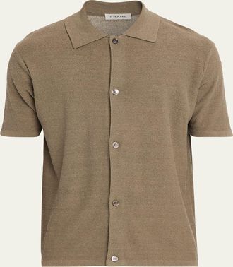 Frame Denim Mens Linen-Blend Short-Sleeve Shirt