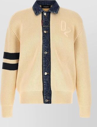 Dsquared2 denim mix d2 knit cardigan