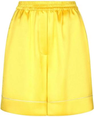 Dolce & Gabbana Zijden Citroengele Shorts - Dames - Bermuda - Geel - M - Korte Broeken