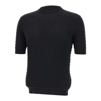 FILIPPO DE LAURENTIIS Round-neck Knitwear, male, Black, Size: M Gc1Mc_Cr14P Knitted T-Shirt