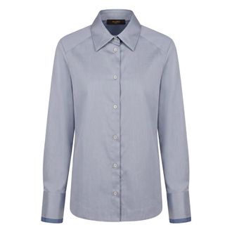 Moorer Katoenen shirt met lange mouwen - Dames - Overhemden - Blauw - XS - Katoen - Overhemden