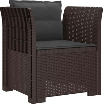 vidaXL Sill&oacute;n Individual Con Cojines Apariencia De Ratan Pp Marr&oacute;n Vidaxl