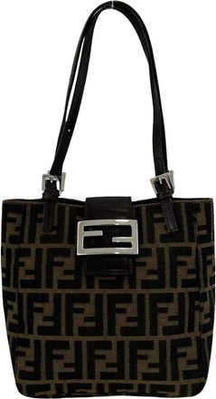 Fendi Brown Canvas Leather Handbag Tote Bag (Pre-Owned)