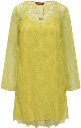 Max Mara Braccio Geborduurde Organza Mini Jurk - Dames - Korte kleedjes - Geel - L - Organza - Kleedjes