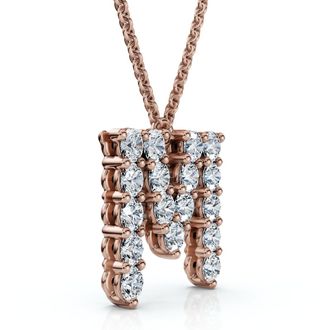 Pompeii3 1Ct Diamond Initial M Pendant 14k Gold 18 Necklace Lab Grown 5/8 Tall