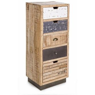 BIZZOTTO Cassettiera Tudor con struttura in mango e base in acciaio, 45 x 35 x110h cm