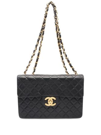 Chanel 1994-1996 Maxi XL Classic leren Single Flap schoudertas - Zwart