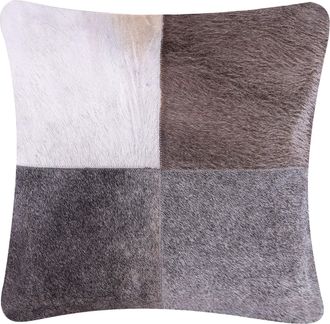 Beliani Beliani - Coj&iacute;n De Piel De Vaca Algod&oacute;n Gris 45 X 45 Cm Patchwork Nelland