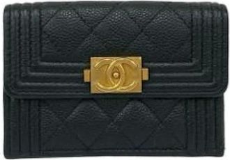 Chanel Pre-owned Wallets, female, Black, Size: ONE SIZE Pre-owned Leather Wallet