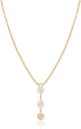 Ariana Rabbani Two Bezel-Set Diamonds & Disc Necklace Yellow Gold