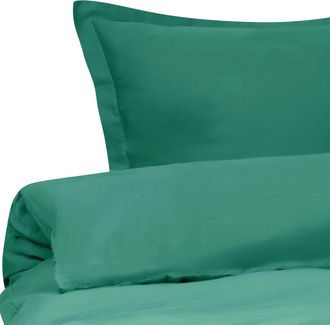 Beliani Conjunto De Funda De Edred&oacute;n Moderna De Sat&eacute;n De Algod&oacute;n 200 X 200 Cm Verde Parkrose