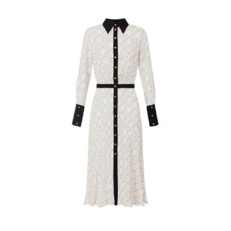 Elisabetta Franchi Shirt Dresses, female, White, Size: L Two-colour Viscose Georgette Dress