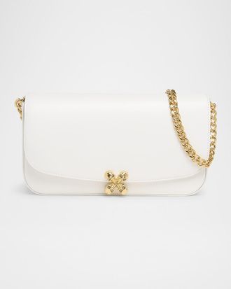 Alexander McQueen Skull Flower Leather Shoulder Bag