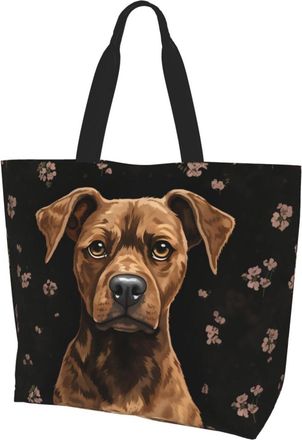 Generic Brown Dog Grocery Bag Reusable Shopping Bag Foldable Tote Bags For Work College Beach