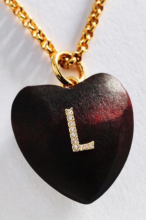 Timeless Pearly Wood Initial Pendant Necklace