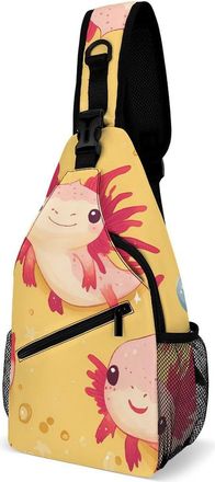Generic Cute Axolotls Unisex Shoulder Bags Casual Crossbody Chest Bag Sling Backpack for Hiking Cycling Travel
