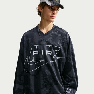 Nike Mens Air Long-Sleeve All-Over-Print Jersey in Grey | IM5815-070