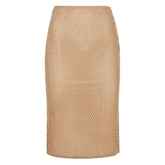 Prada Rokken, Dames, Beige, S, Katoen, Cotton Mesh Rok